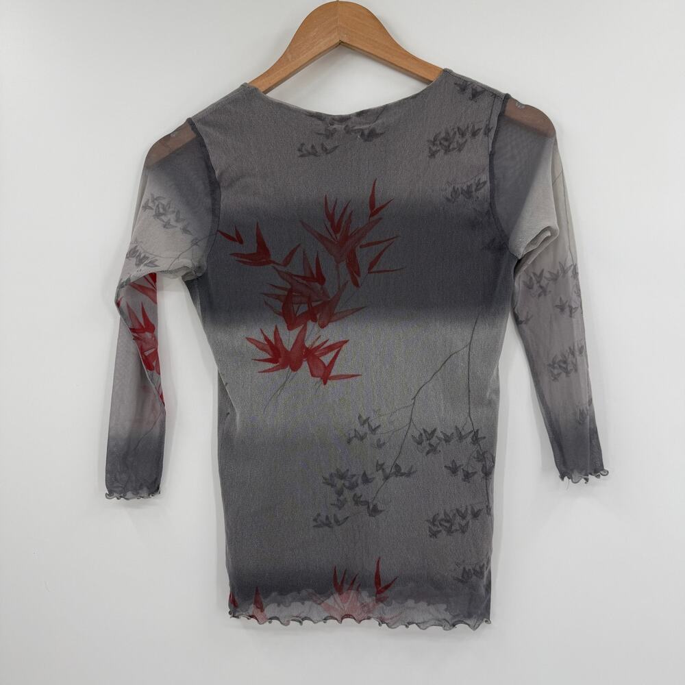 Bebe Y2K vintage semi sheer Japanese garden top - Picture 4 of 5